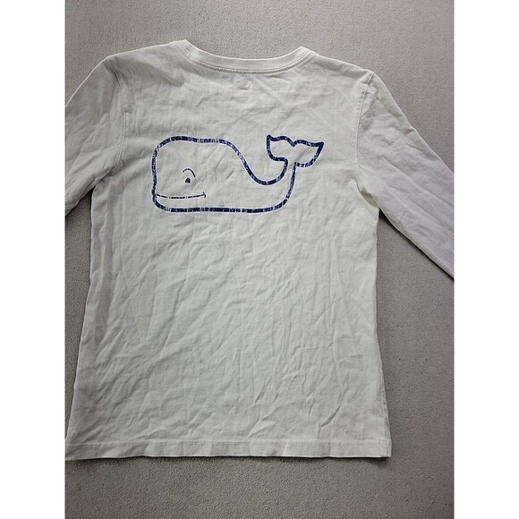 Vineyard Vines YOUTH Kids Girl Size M (10-12) White Long Sleeve Cotton Whale Tee - Picture 3 of 9